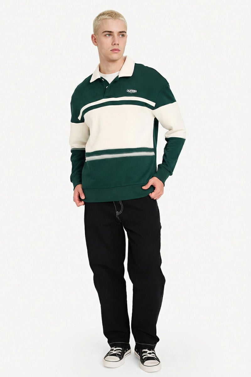 DeFacto Green Man Boxy Fit Long Sleeve Sweatshirt Casual - Image 2